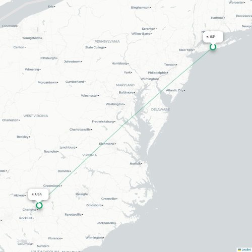 Mapa lotu bezpośredniego Islip – Concord