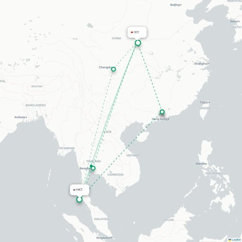 Mapa lotu bezpośredniego Stambuł – Xi'an