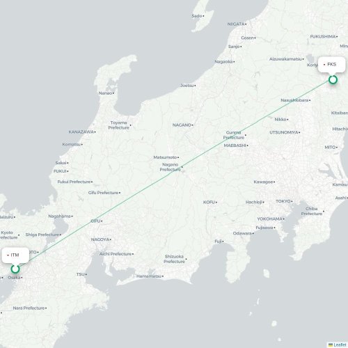 Mapa lotu bezpośredniego Osaka – Fukushima