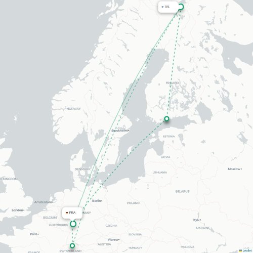 Ivalo - Frankfurt karta över direktflyg