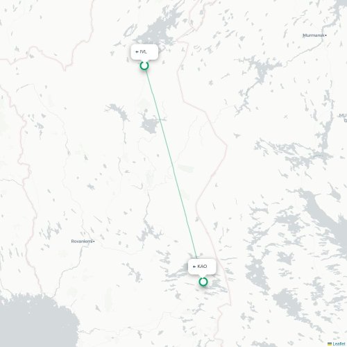 Mapa lotu bezpośredniego Ivalo – Kuusamo