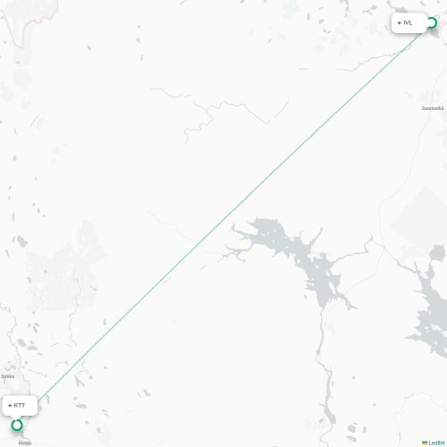 Mapa lotu bezpośredniego Ivalo – Kittilä