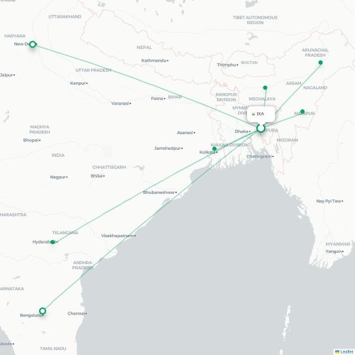 Agartala – Kalkutta suoran lennon kartta