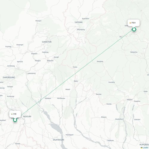 Bagdogra – Paro suoran lennon kartta