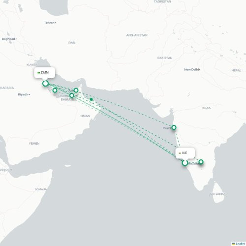Mapa lotu bezpośredniego Mangalore – Ad-Dammam