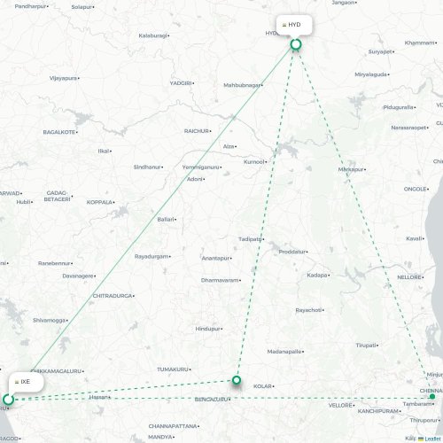 Mapa lotu bezpośredniego Mangalore – Hyderabad
