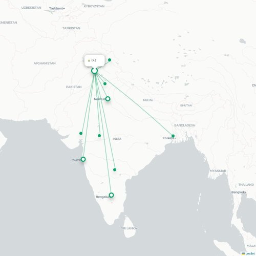 Mapa de vuelo directo Jammu - Srinagar