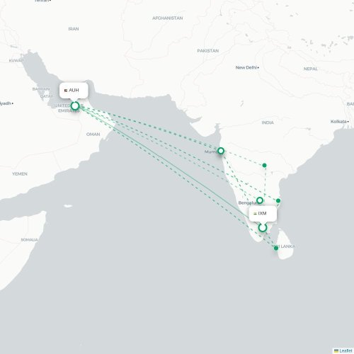 Madurai – Abu Dhabi suoran lennon kartta