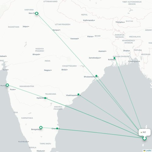 Route map Port Blair  IXZ airport