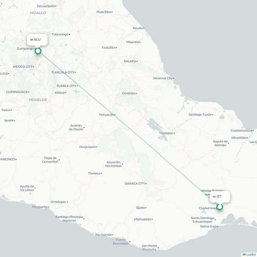 Mapa lotu bezpośredniego Ixtepec – Meksyk