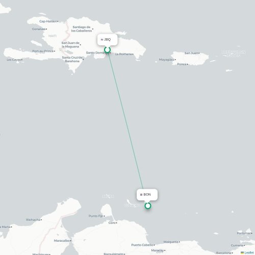 Mapa de vuelo directo Santo Domingo - Kralendijk