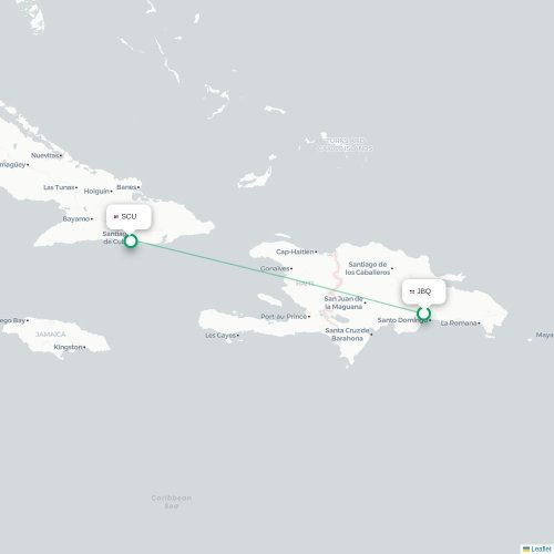 Mapa lotu bezpośredniego Santo Domingo – Santiago de Cuba