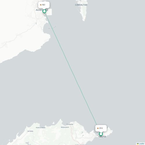 Mapa de vuelo directo Ceuta - Algeciras