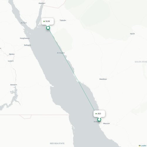 Mapa de vuelo directo Jedda - Neom