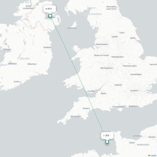 Mapa de vuelo directo Saint Peter - Belfast