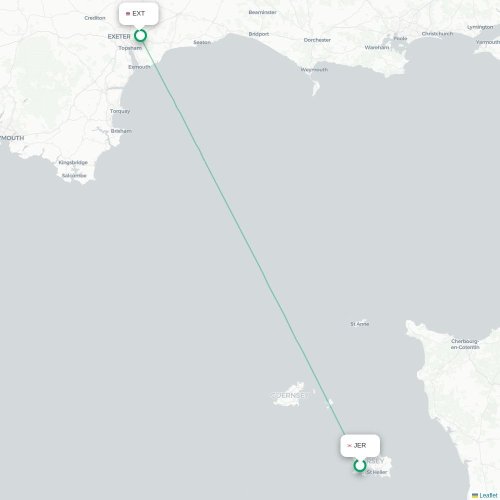 Mapa de vuelo directo Saint Peter - Exeter