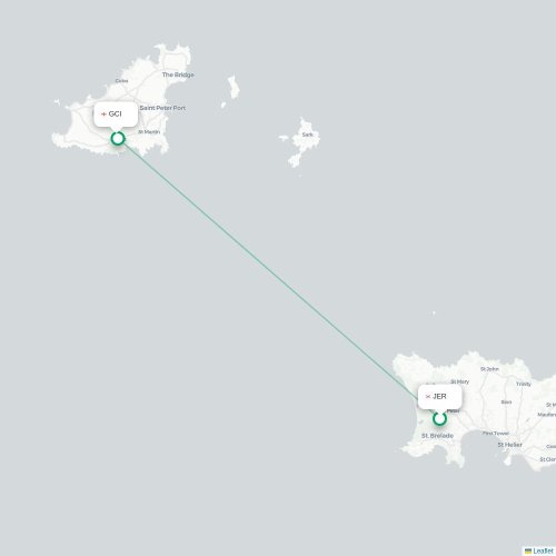 Mapa de vuelo directo Saint Peter - Saint Peter Port