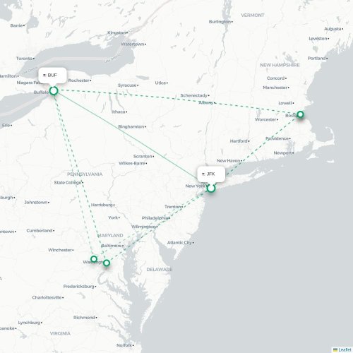 Mapa lotu bezpośredniego Nowy Jork – Buffalo