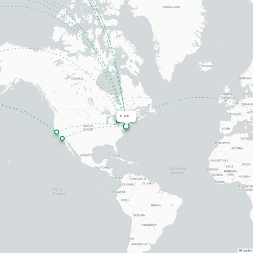 New York - Guangzhou karta över direktflyg