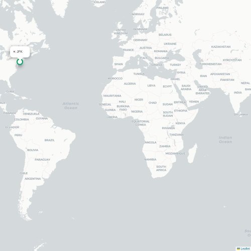 Mapa de vuelo directo Nueva York - Ciudad de México, D.F.