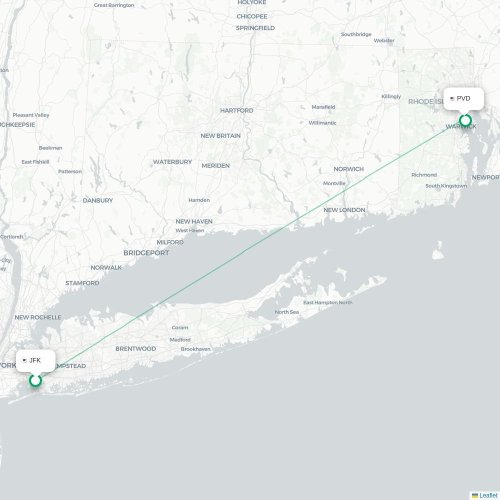 Mapa lotu bezpośredniego Nowy Jork – Providence