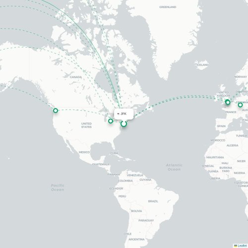 New York - Shanghai karta över direktflyg