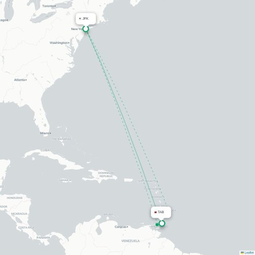 Mapa lotu bezpośredniego Nowy Jork – Scarborough