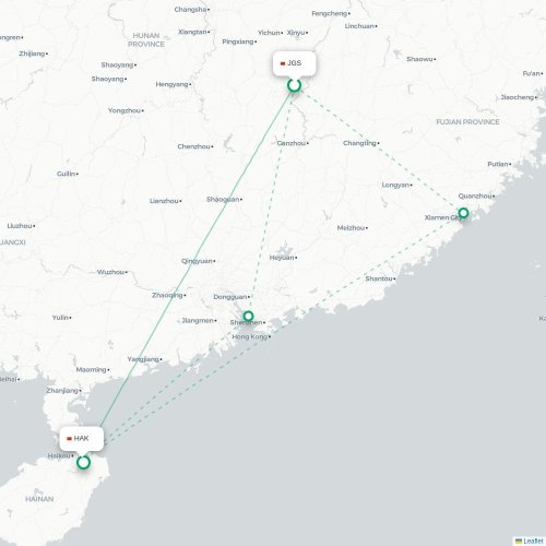 Mapa lotu bezpośredniego Ji’an – Haikou