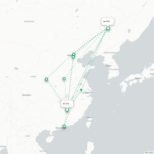 Mapa lotu bezpośredniego Ji’an – Harbin