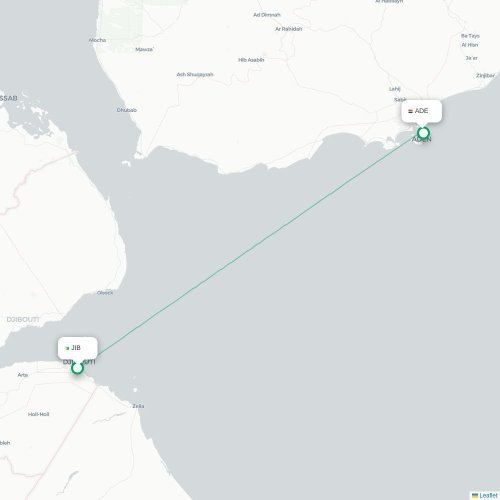Djibouti - Aden carte du vol direct
