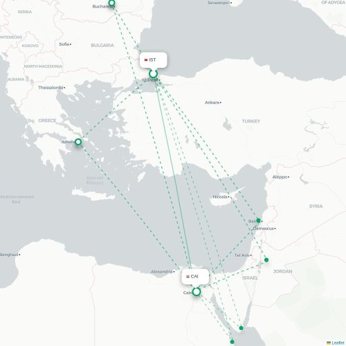 Djibouti - Le Caire carte du vol direct
