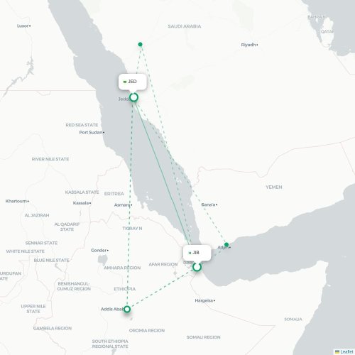 Djibouti - Djeddah carte du vol direct