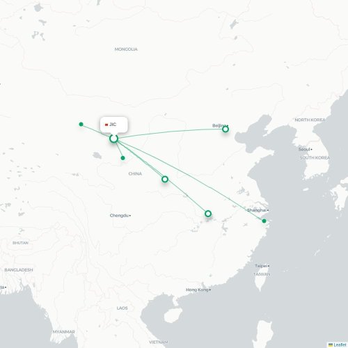 Mapa lotu bezpośredniego Jinchang – Chongqing