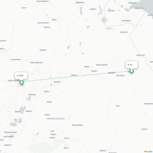 Djidjiga - Addis Abeba carte du vol direct