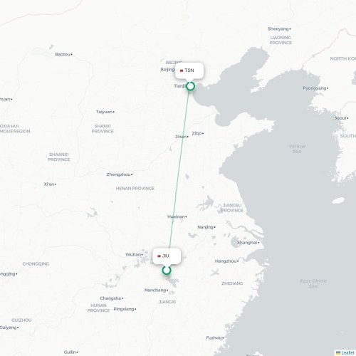 Mapa lotu bezpośredniego Jiujiang – Tiencin