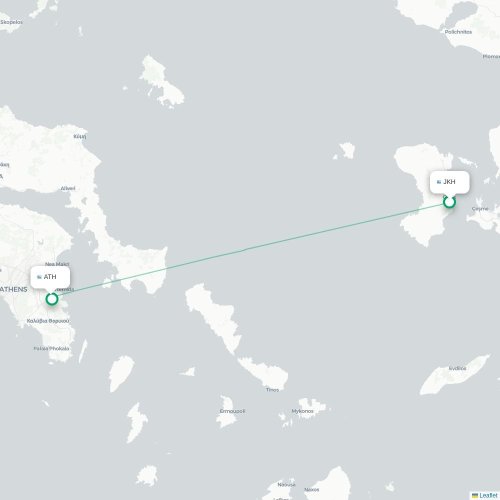 Chios - Athènes carte du vol direct