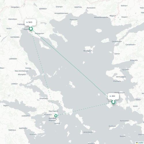 Chios - Thessalonique carte du vol direct