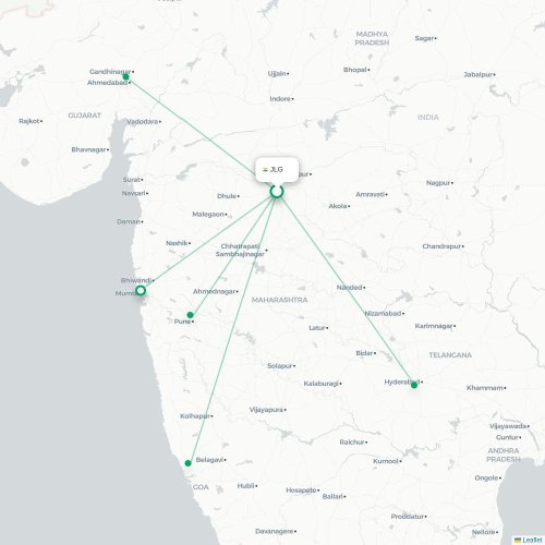 Jalgaon - Pune kort over direkte fly