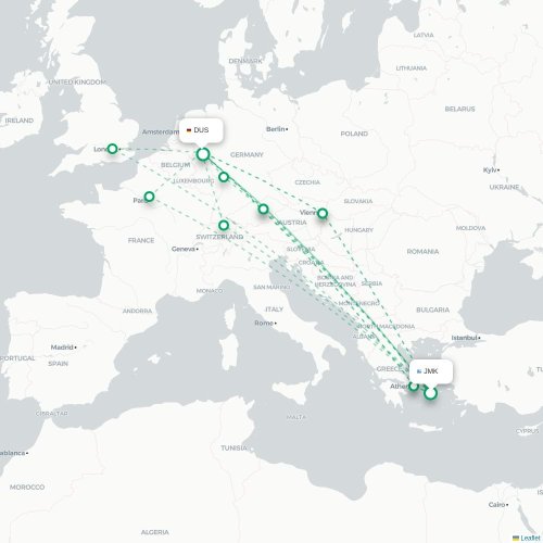 Mykonos - Düsseldorf carte du vol direct