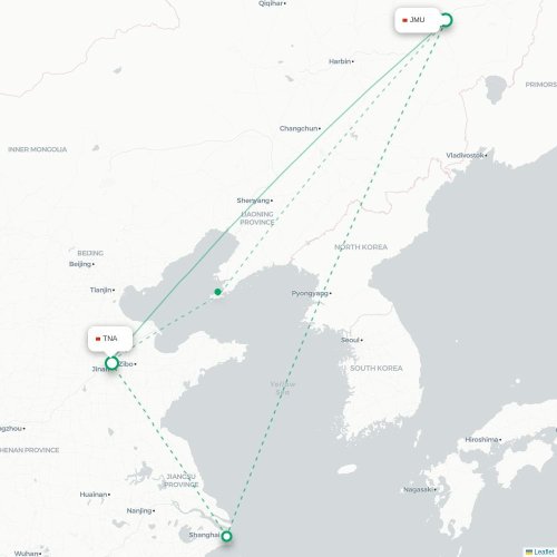 Mapa lotu bezpośredniego Jiamusi – Jinan