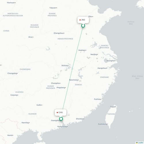 Mapa de vuelo directo Jining - Cantón