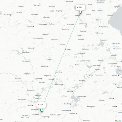 Mapa de vuelo directo Jining - Changsha