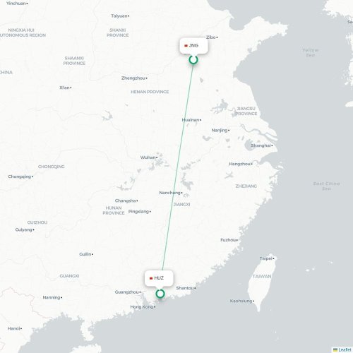Mapa de vuelo directo Jining - Huizhou
