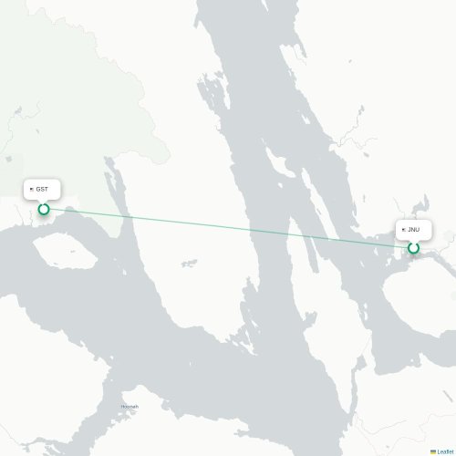 Mapa lotu bezpośredniego Juneau – Gustavus
