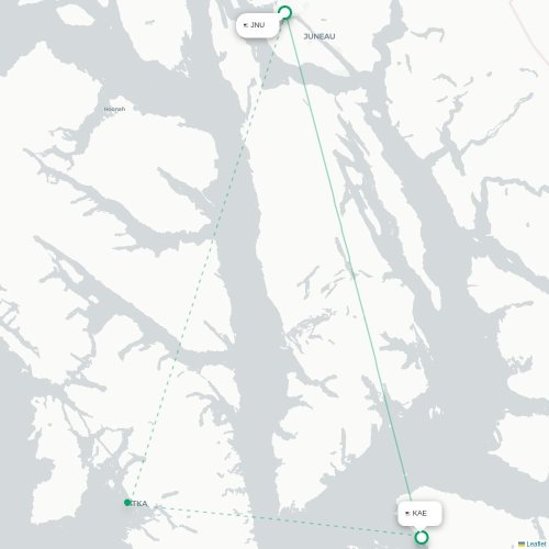 Mapa lotu bezpośredniego Juneau – Kake
