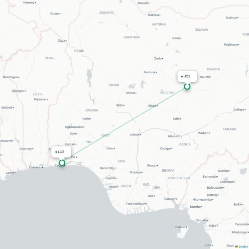 Jos - Lagos carte du vol direct