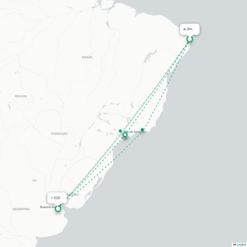 Mapa lotu bezpośredniego João Pessoa – Buenos Aires