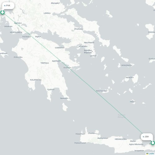 Sitia - Prévéza carte du vol direct