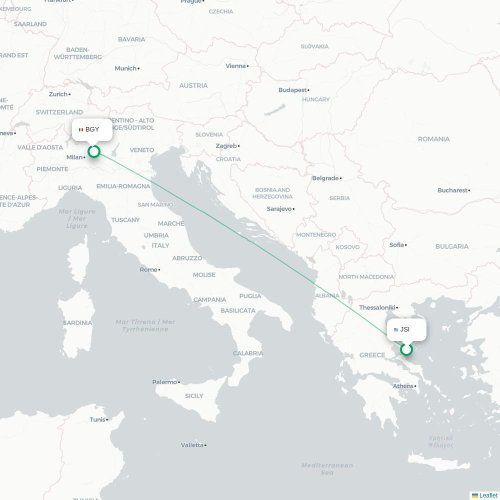 Skiathos - Bergamo karta över direktflyg