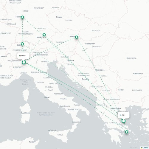 Skiathos - Milano karta över direktflyg